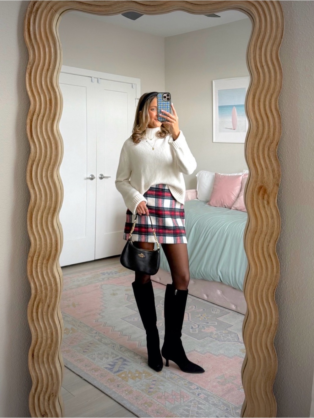 Abercrombie curve love plaid mini skirt